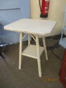 WHITE PAINTED CANE OCCASIONAL TABLE, 54CM WIDE