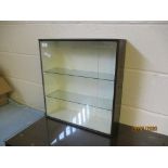 SMALL GLAZED AND FITTED WALL MOUNTING DISPLAY CABINET, 48.5CM WIDE