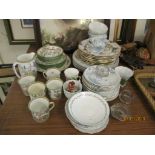 GROUP OF DINNER AND PLATED WARES INCLUDING SOME BOOTHS CHINA AND INDIAN TREE PATTERN