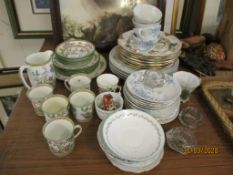 GROUP OF DINNER AND PLATED WARES INCLUDING SOME BOOTHS CHINA AND INDIAN TREE PATTERN