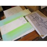 VINTAGE SKETCH PAD WITH DRAWINGS ETC