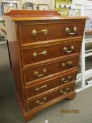 REPRODUCTION YEW EFFECT FIVE-DRAWER CHEST, 67CM WIDE