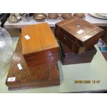 WOODEN CUTLERY BOX AND THREE FURTHER BOXES