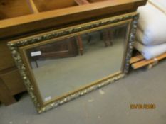 GILT FRAMED MODERN WALL MIRROR, 76CM WIDE