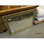 GILT FRAMED MODERN WALL MIRROR, 76CM WIDE