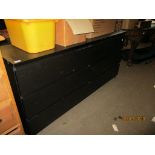 LARGE MODERN BLACK SIX-DRAWER OFFICE CHEST, 160CM WIDE
