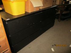 LARGE MODERN BLACK SIX-DRAWER OFFICE CHEST, 160CM WIDE