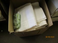 LARGE BOX VARIOUS TABLE CLOTHS AND LINEN