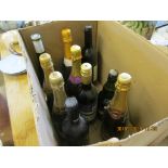 BOX CONTAINING BOTTLES OF CHAMPAGNE AND CAVA