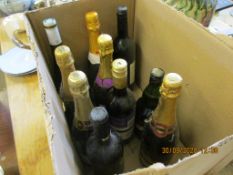 BOX CONTAINING BOTTLES OF CHAMPAGNE AND CAVA