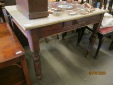 19TH CENTURY KITCHEN TABLE FRAME WITH LATER TOP APPROX 106CM LONG