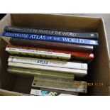 BOX OF VARIOUS BOOKS INCLUDING ATLAS OF THE WORLD