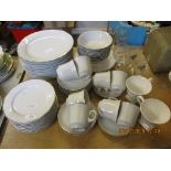 PORCELAIN PART TEA SERVICE AND DINNER SERVICE INCLUDING SIX CUPS AND SAUCERS