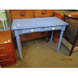 BLUE PAINTED TWO-DRAWER SIDE TABLE, 93CM WIDE