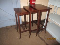 NEST OF THREE INLAID EDWARDIAN TABLES, LARGEST 44CM WIDE