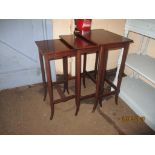 NEST OF THREE INLAID EDWARDIAN TABLES, LARGEST 44CM WIDE