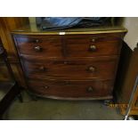 VICTORIAN BOW FRONT FOUR DRAWER CHEST, 93CM WIDE