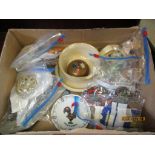 BOX OF CHINA AND COSTUME JEWELLERY