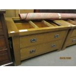 PAIR OF OAK TWO DRAWER LUGGAGE STANDS, 102CM WIDE