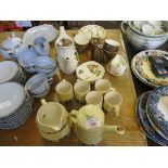 GROUP OF TEA WARES BY CARLTONWARE AND ROYAL DOULTON BUNNIKINS BOWLS AND EGG CUPS