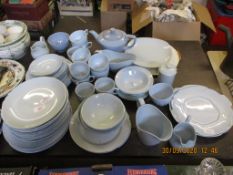 GROUP OF BLUE GLAZED CHINA TEA AND DINNER WARES BY JOHNSON