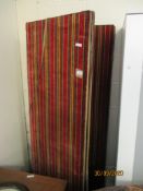 STRIPED UPHOLSTERED THREE-FOLD SCREEN, EACH FOLD 59CM WIDE