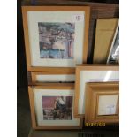 GROUP OF PRINTS IN LIGHT WOODEN FRAMES