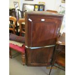 MAHOGANY WALL MOUNTING CORNER CABINET, 55CM WIDE