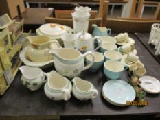 MIXED CHINA WARES INCLUDING CROWN STAFFORDSHIRE MODEL OF BIRD ON A BRANCH AND ROYAL ALBERT TEA SET