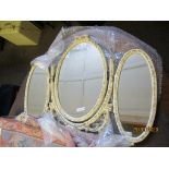 GILT AND WHITE TRIPLE DRESSING TABLE MIRROR