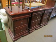 THREE MAHOGANY BEDSIDE CABINETS, 46CM WIDE