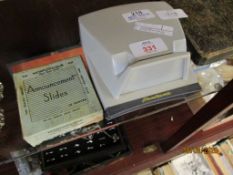 SLIDE PROJECTOR WITH BOX OF LANTERN SLIDES