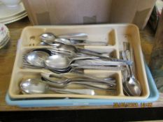 TWO CUTLERY TRAYS INCLUDING PLATED CUTLERY