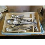 TWO CUTLERY TRAYS INCLUDING PLATED CUTLERY