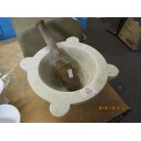 STONE MORTAR AND WOODEN PESTLE
