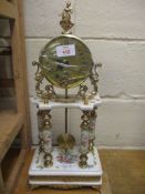 MANTEL CLOCK WITH PORCELAIN PILLARS AND FLORAL DESIGN