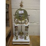 MANTEL CLOCK WITH PORCELAIN PILLARS AND FLORAL DESIGN