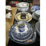 GROUP OF CROCKERY INCLUDING OLD ALTON WARE JUG, CHAMBER POT AND OTHER ITEMS