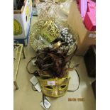 SERIES OF OPERA MASKS TOGETHER WITH A BOWL CONTAINING VARIOUS ITEMS OF COSTUME JEWELLERY INCLUDING