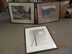 GROUP OF PICTURES OF VARIOUS CANAL SCENES IN BLACK WOODEN FRAMES