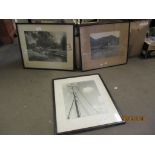 GROUP OF PICTURES OF VARIOUS CANAL SCENES IN BLACK WOODEN FRAMES