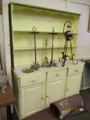 YELLOW PAINTED PINE DRESSER, 140CM WIDE