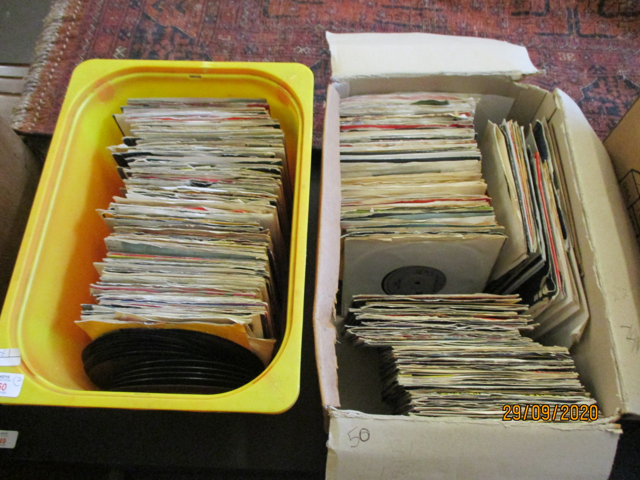 TWO BOXES OF VARIOUS VINYL 45RPM RECORDS