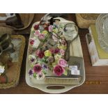 TRAY OF VARIOUS CERAMIC POSY VASES BY COALPORT AND OTHER MAKERS