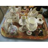 TRAY OF MISCELLANEOUS CHINA INCLUDING AYNSLEY AND WEDGWOOD