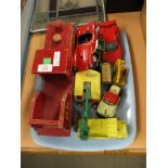 TRAY CONTAINING WOODEN CHILD’S STEAM ENGINE AND VARIOUS OTHER TOYS