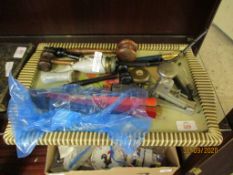 TRAY CONTAINING FOUNTAIN PENS, PIPES, WOODEN GAVEL ETC
