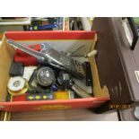 BOX OF VARIOUS GAUGES AND COMPASSES