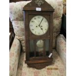 EARLY 20TH CENTURY OAK WALL CLOCK, 63CM HIGH