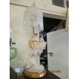 TABLE LAMP MODELLED AS A BALLERINA ON CIRCULAR WOODEN BASE